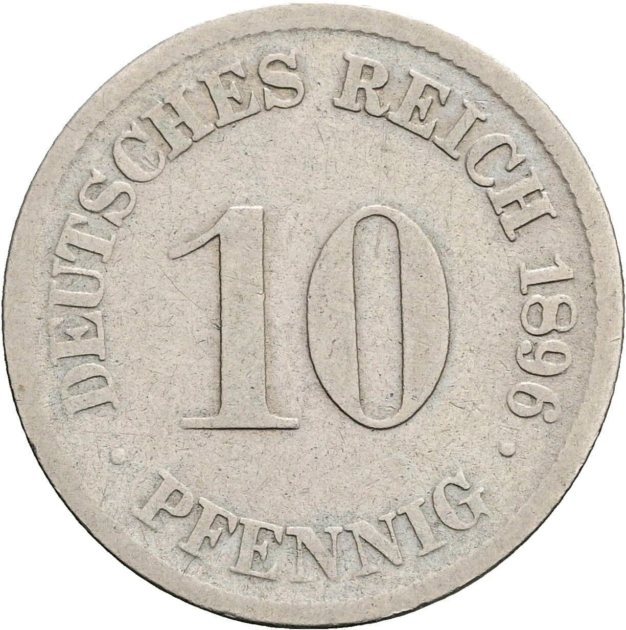 10 Pfennig 1896 D – Vorderseite