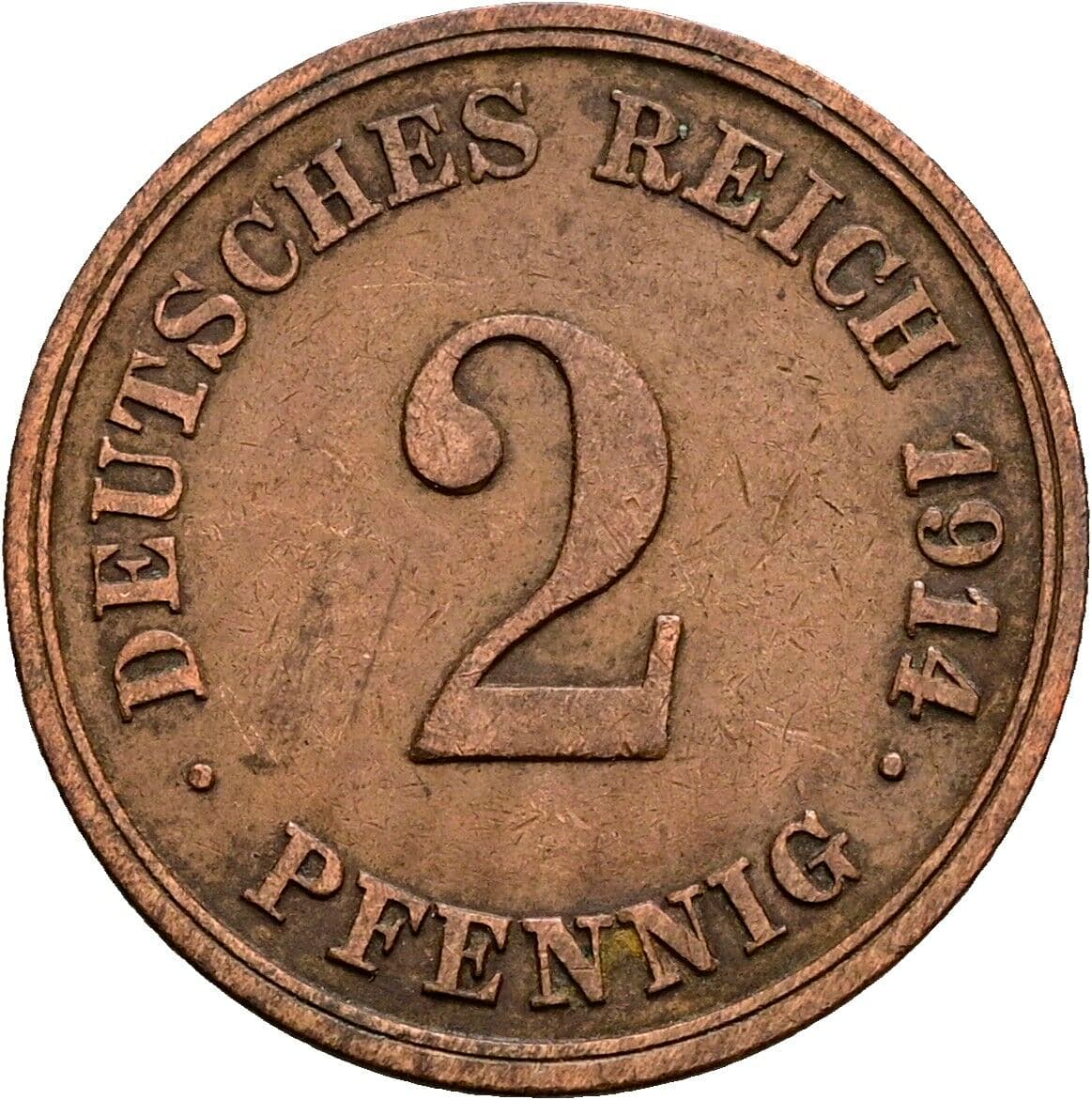 2 Pfennig 1914 G – Vorderseite