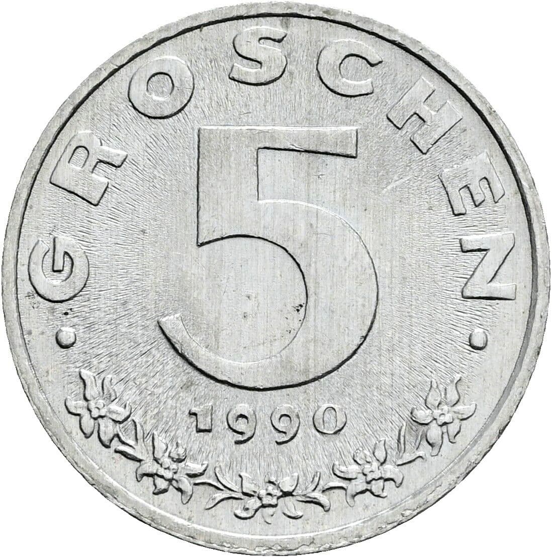 5 Groschen 1990 – Vorderseite