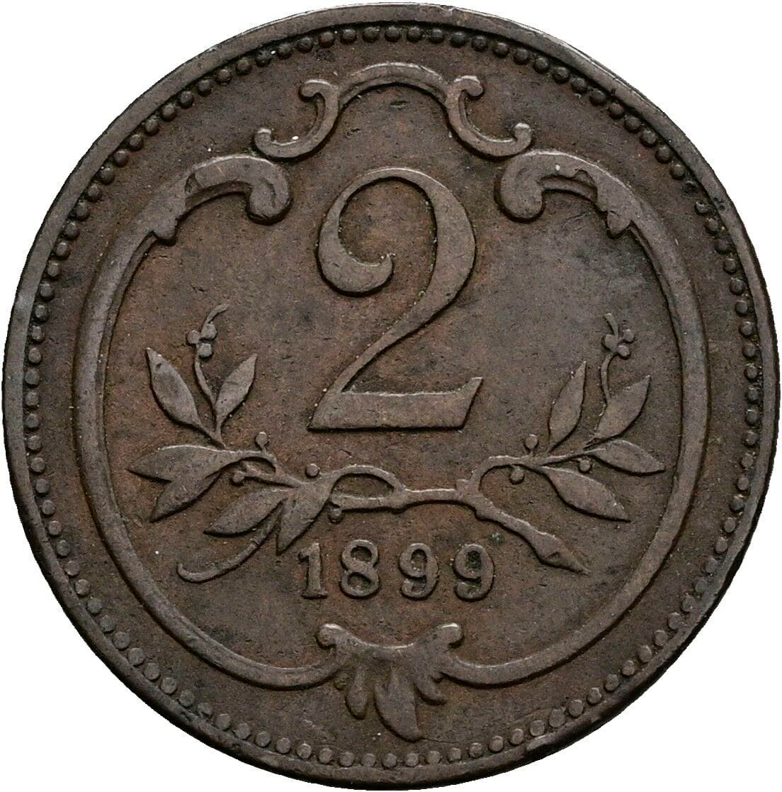 2 Heller Franz Joseph I. 1848-1916 1899 – Vorderseite