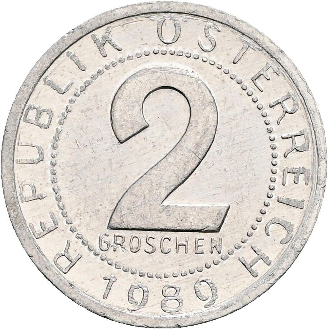 2 Groschen 1989 – Vorderseite