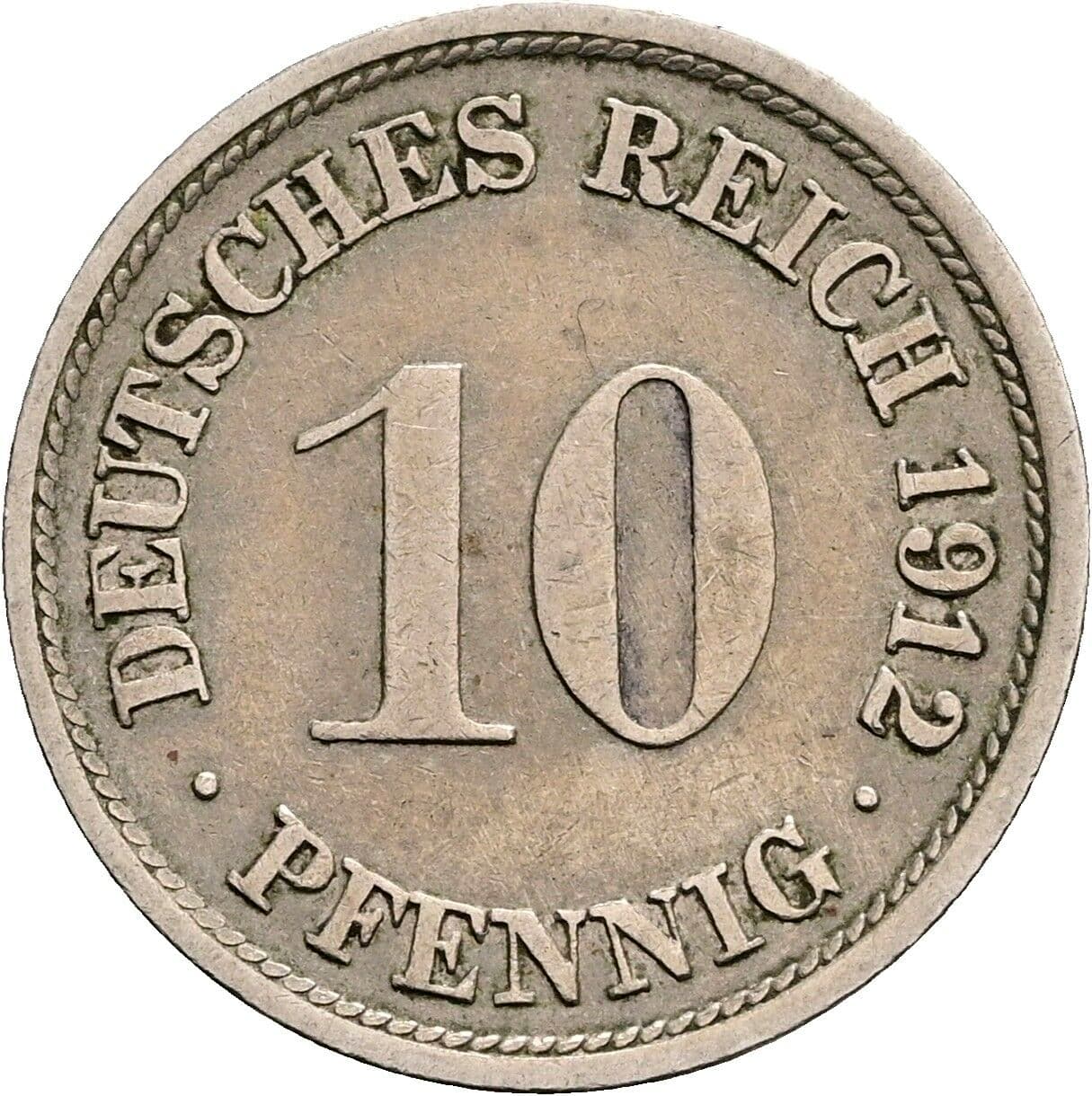 10 Pfennig 1912 F – Vorderseite