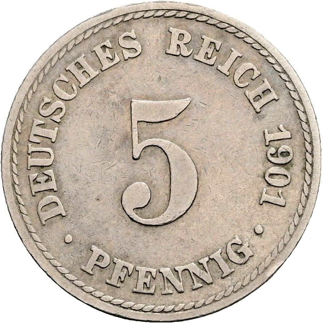 5 Pfennig 1901 A – Vorderseite