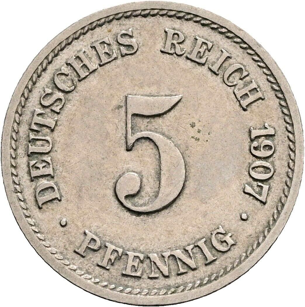 5 Pfennig 1907 G – Vorderseite