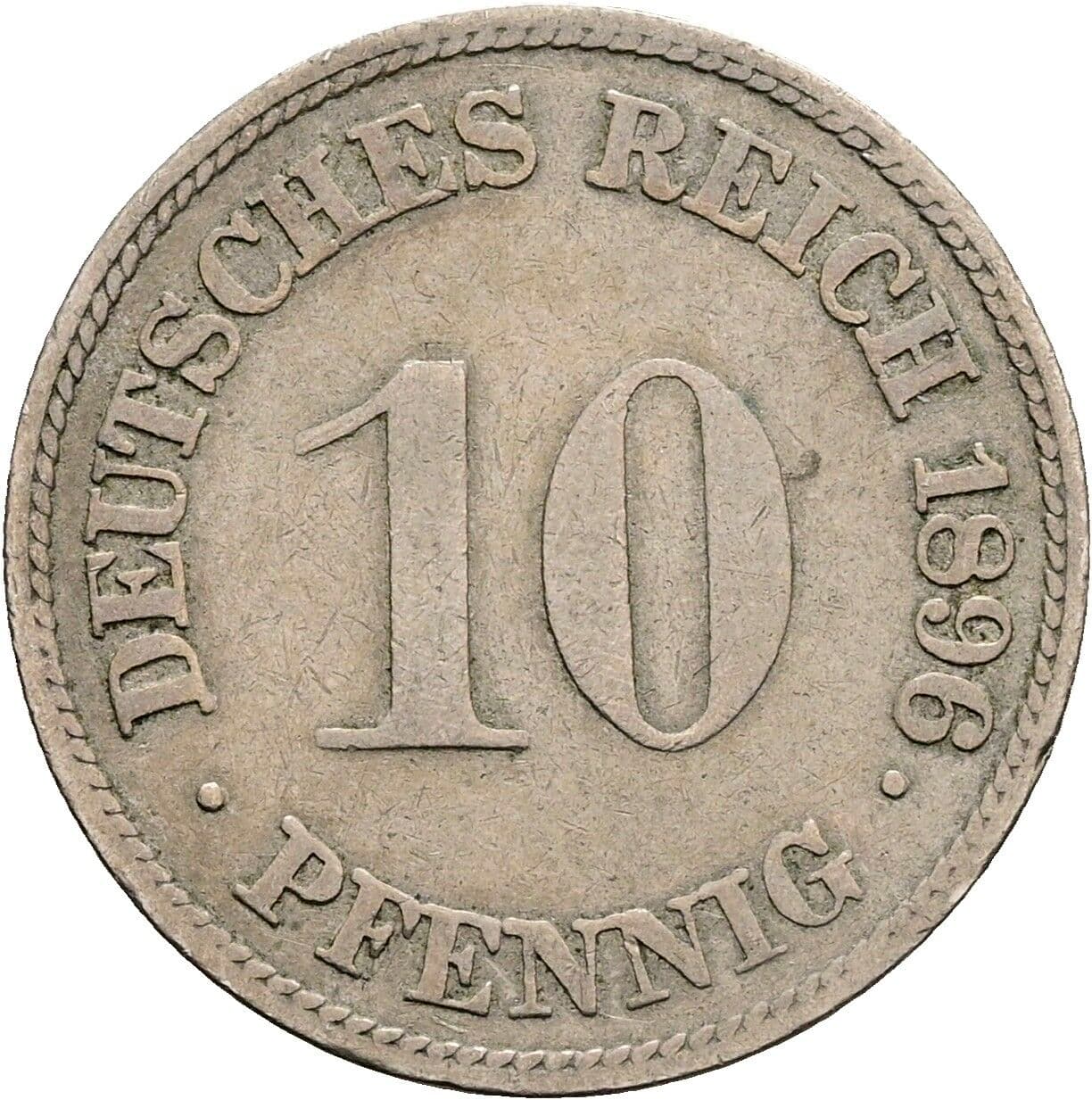 10 Pfennig 1896 G – Vorderseite