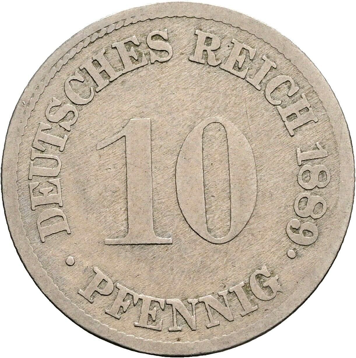 10 Pfennig 1889 F – Vorderseite