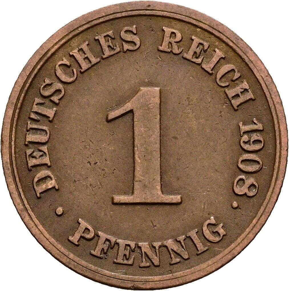 1 Pfennig 1908 G – Vorderseite