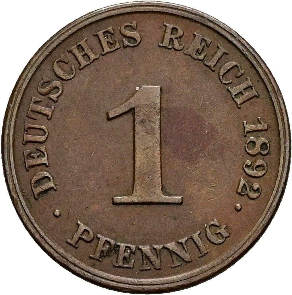 1 Pfennig 1892 J – Vorderseite