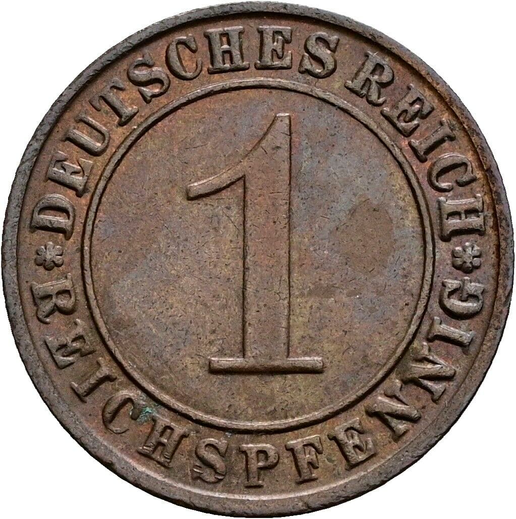 1 Reichspfennig 1925 G – Vorderseite