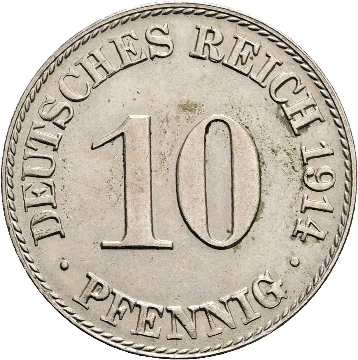 10 Pfennig 1914 D – Vorderseite