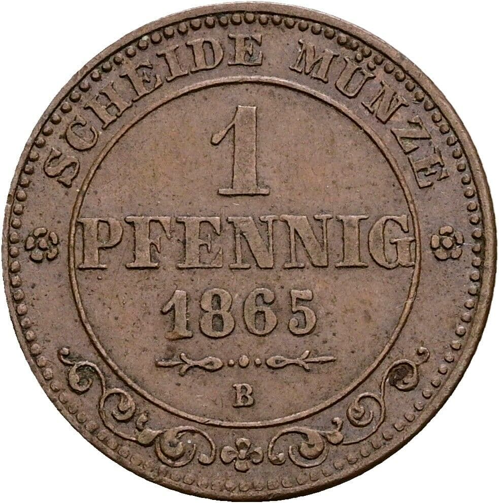1 Pfennig Johann 1854-1873 1865 B – Vorderseite
