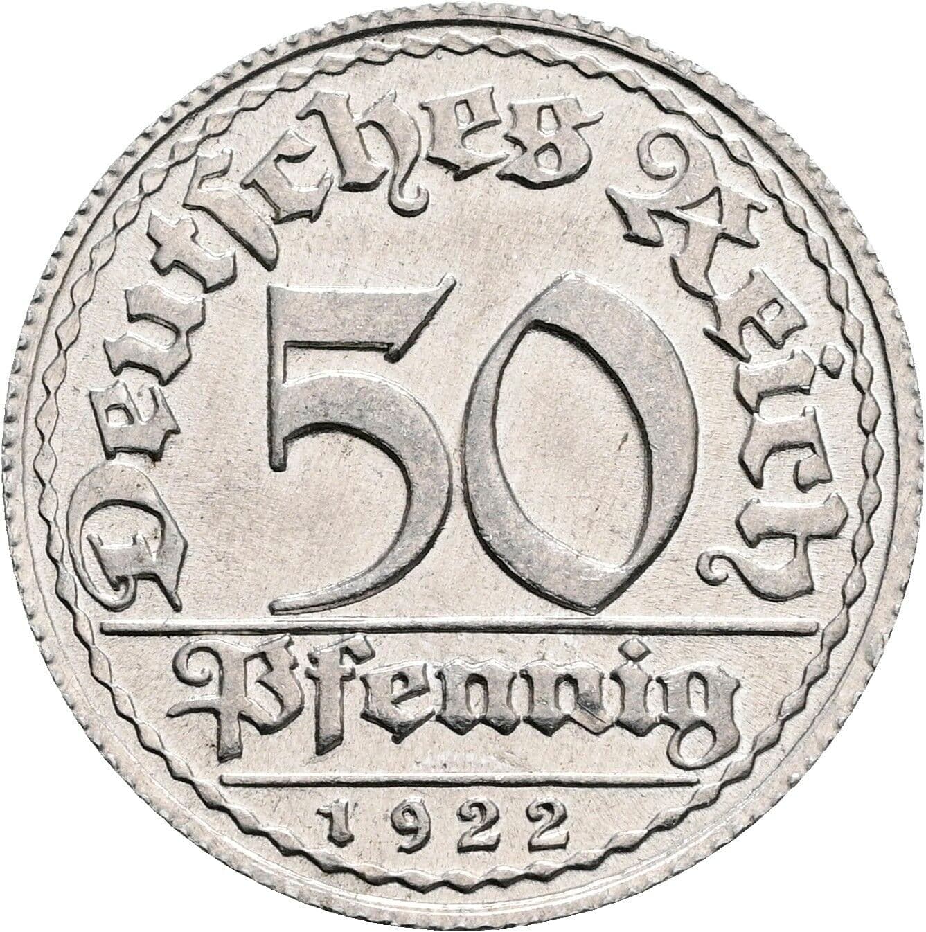 50 Pfennig 1922 D – Vorderseite