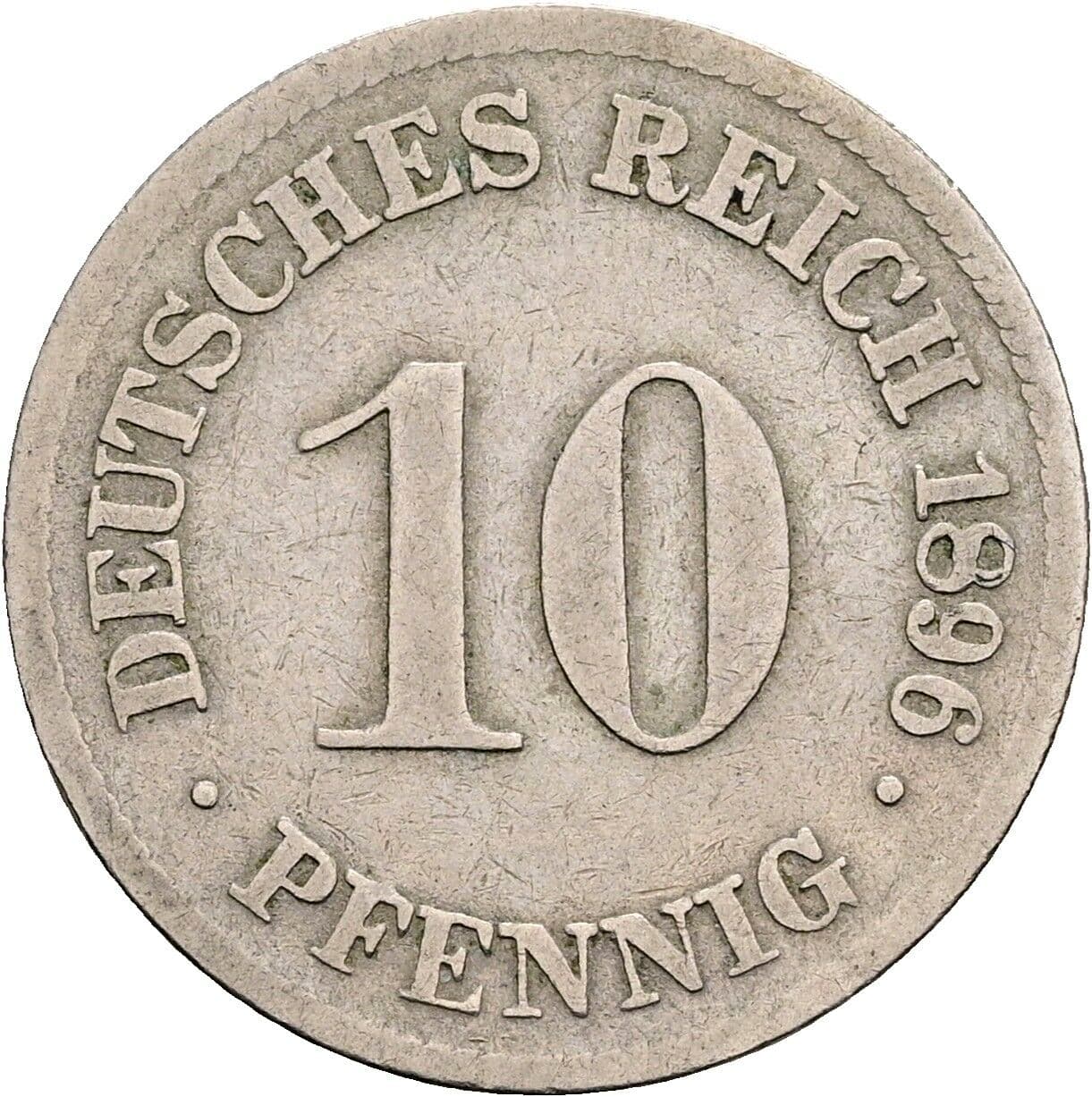 10 Pfennig 1896 D – Vorderseite