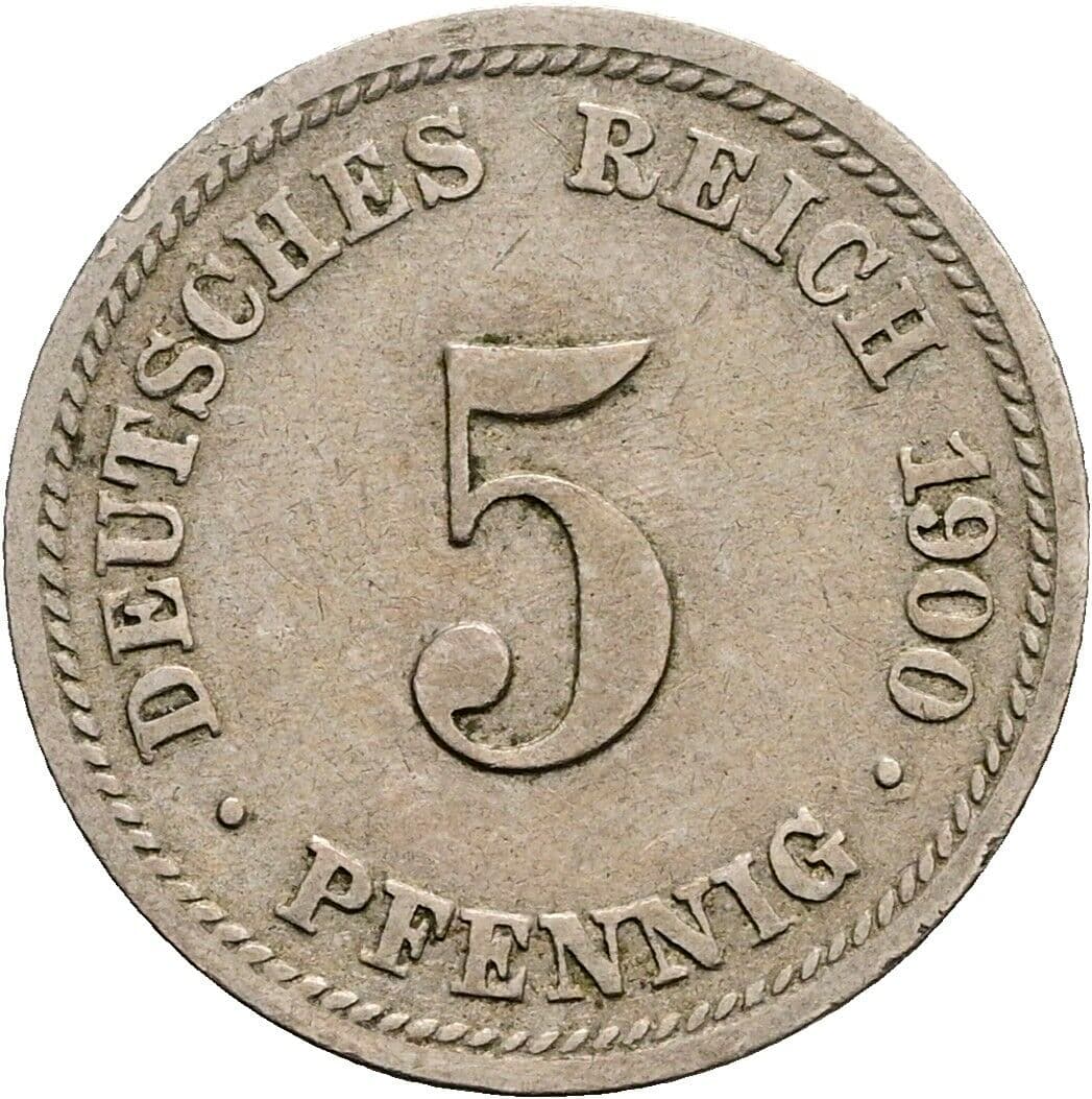 5 Pfennig 1900 D – Vorderseite