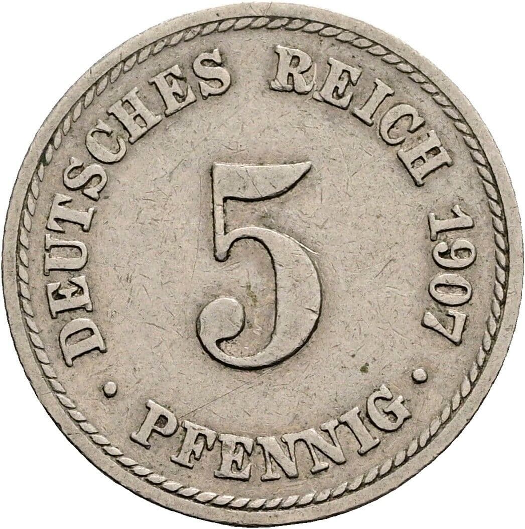 5 Pfennig 1907 A – Vorderseite