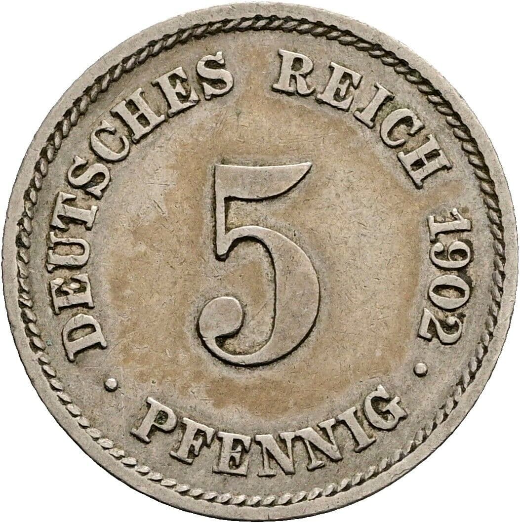 5 Pfennig 1902 E – Vorderseite