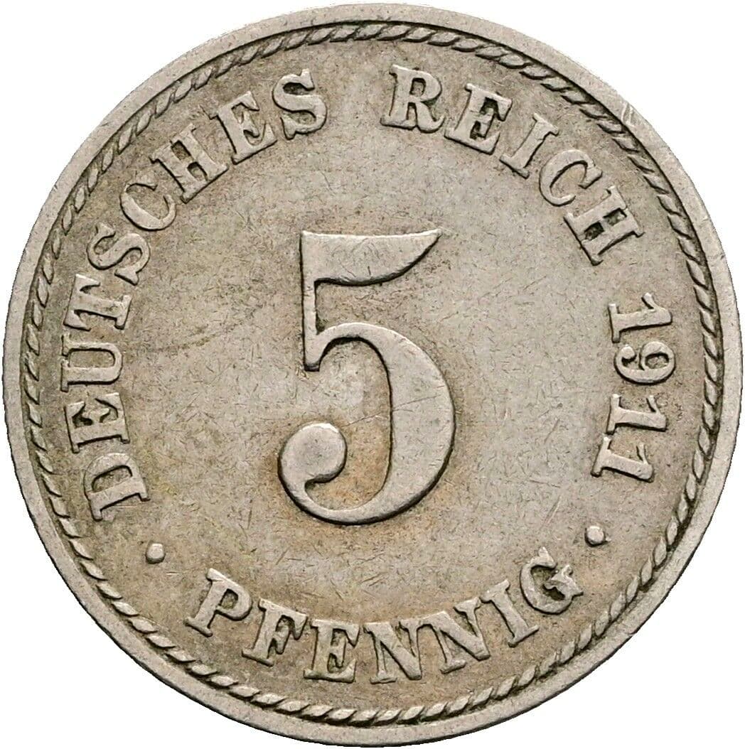 5 Pfennig 1911 A – Vorderseite
