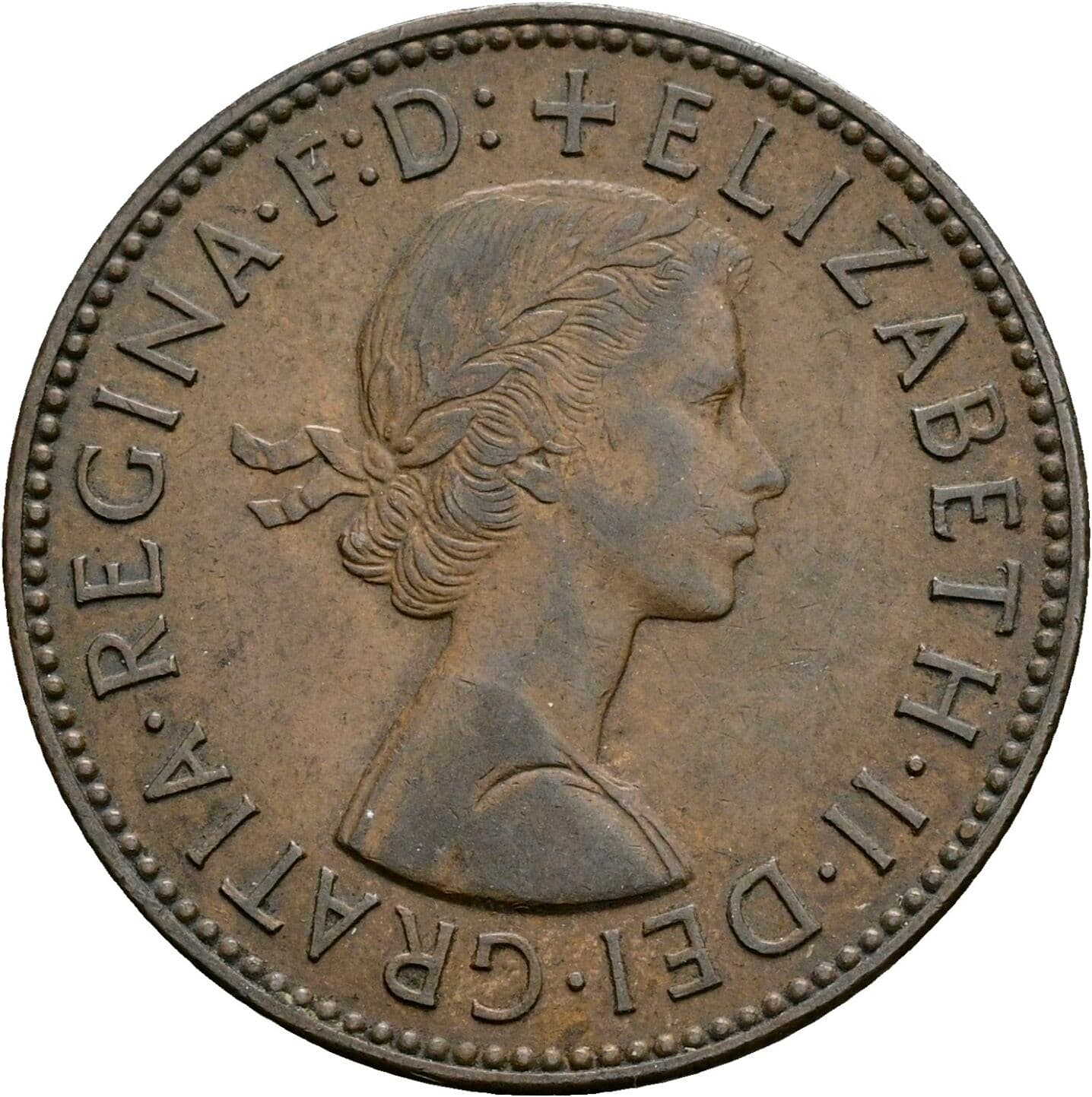 Half Penny Elisabeth II. 1952-2022 1957 – Vorderseite