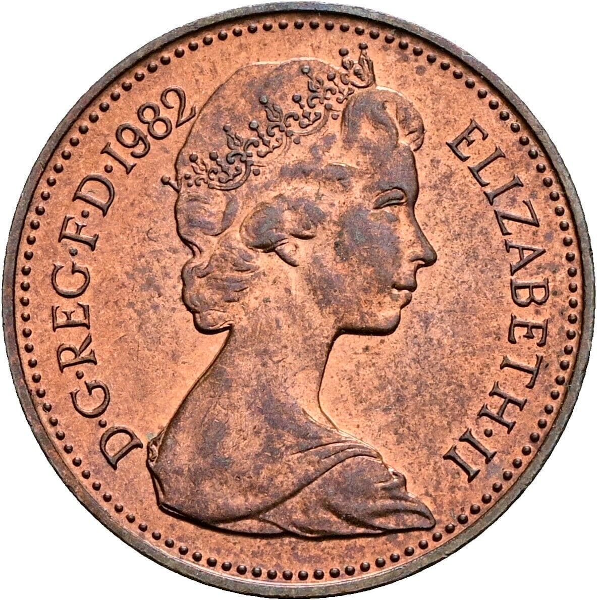 1 Penny Elisabeth II. 1952-2022 1982 – Vorderseite