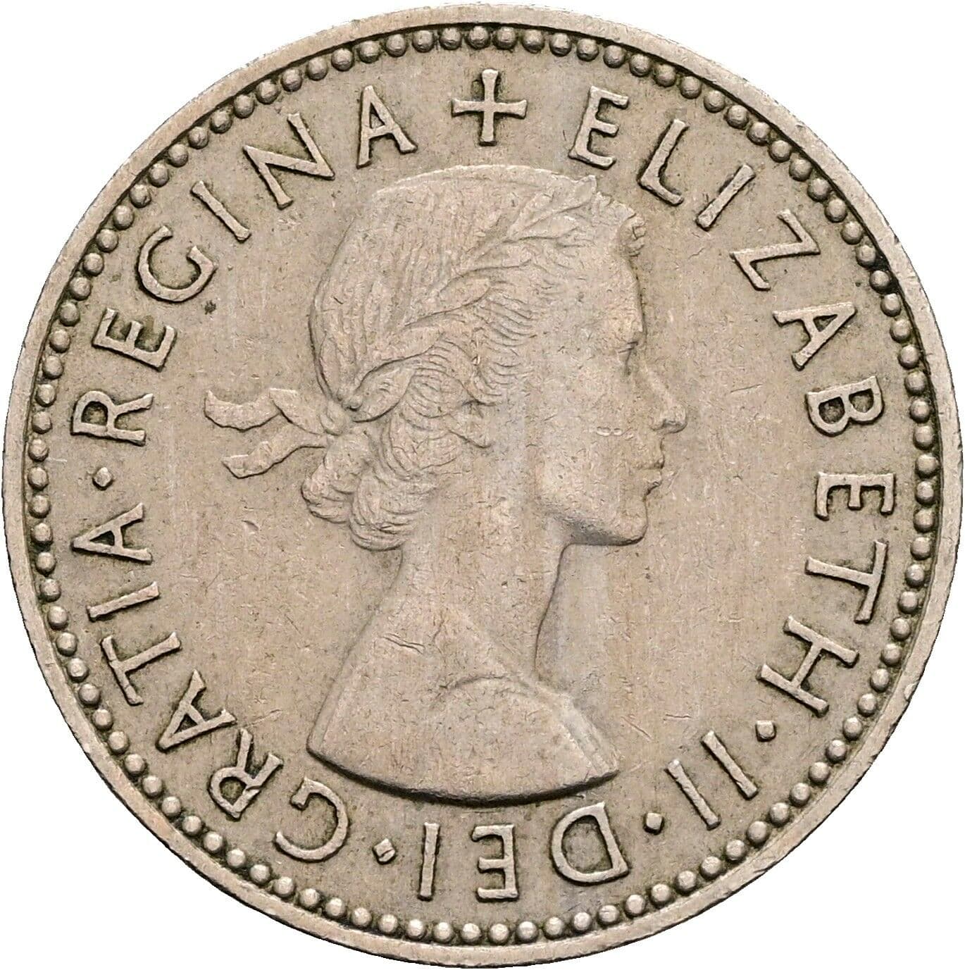 1 Shilling Elisabeth II. 1952-2022 1957 – Vorderseite