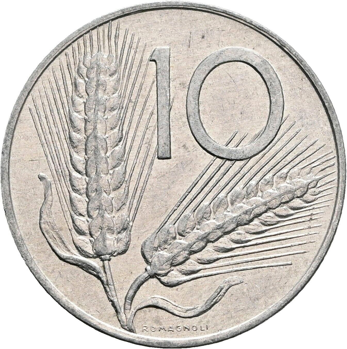 10 Lire 1974 – Vorderseite