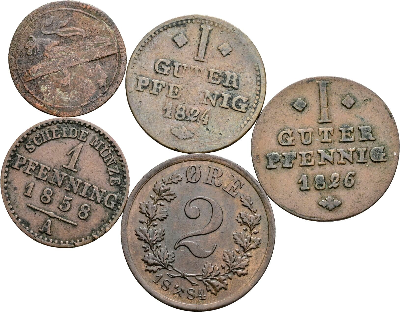 Lot 5 Stk. Kleinmünzen – Vorderseite