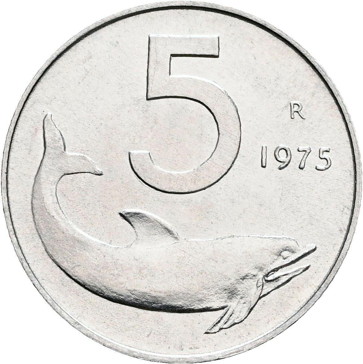 5 Lire 1975 – Vorderseite