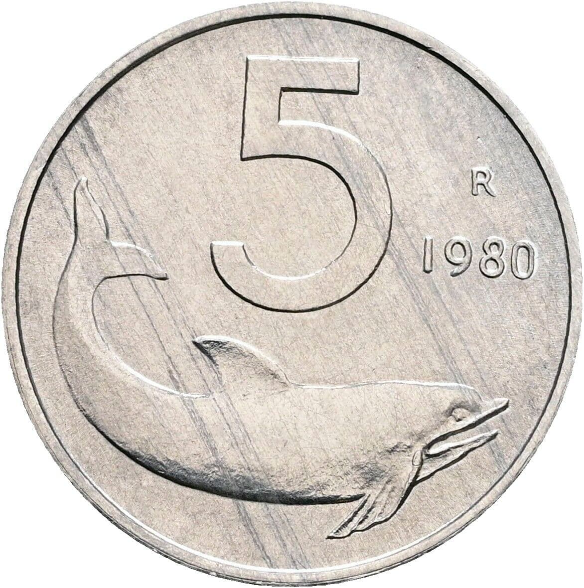5 Lire 1980 – Vorderseite