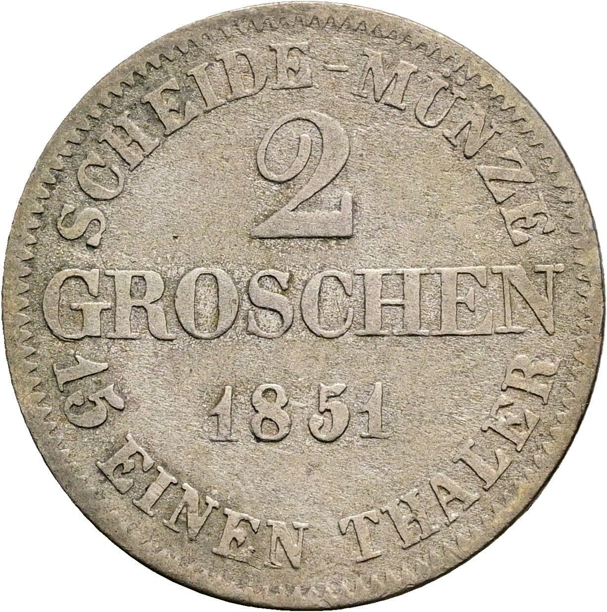 2 Groschen Ernst II. 1844-1893 1851 F – Vorderseite