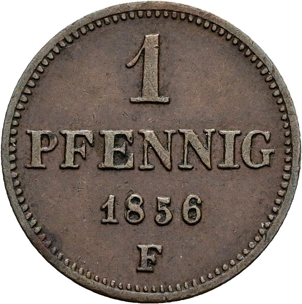 1 Pfennig Johann 1854-1873 1856 F – Vorderseite