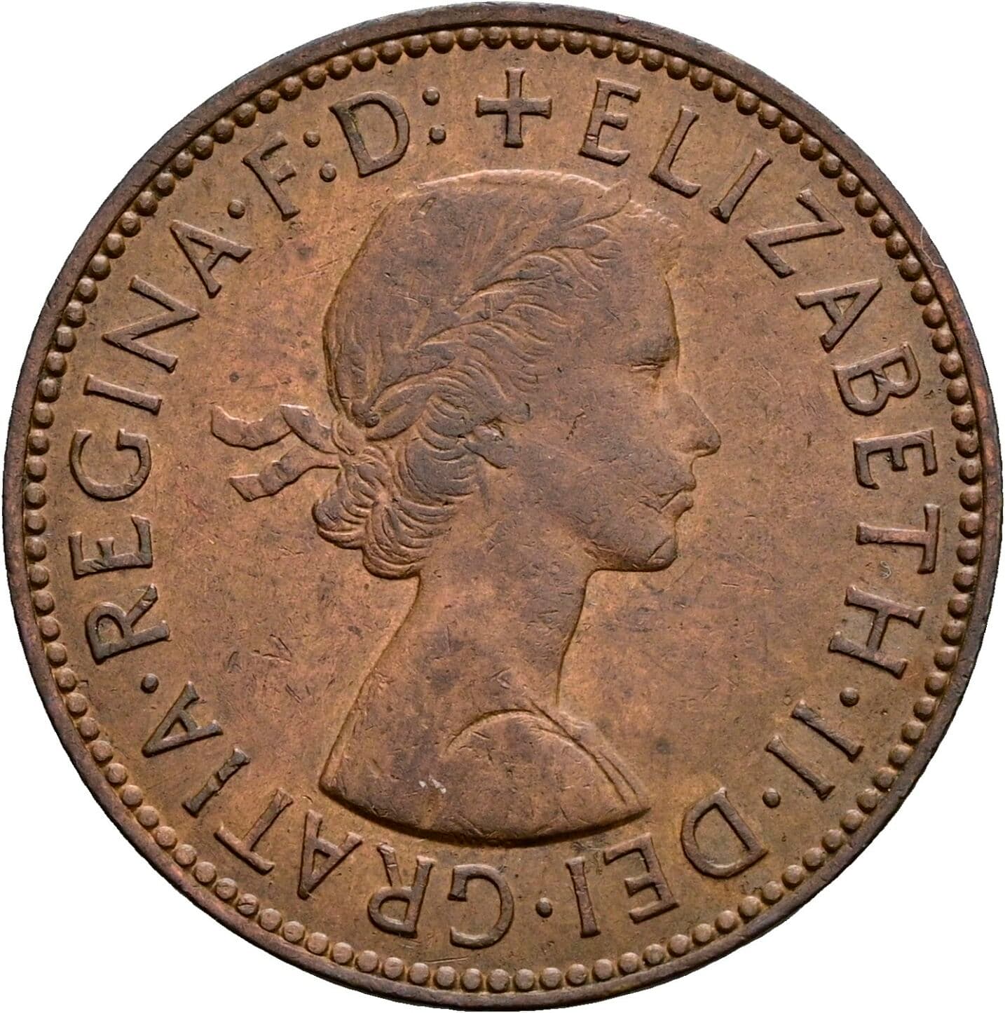 Half Penny Elisabeth II. 1952-2022 1965 – Vorderseite