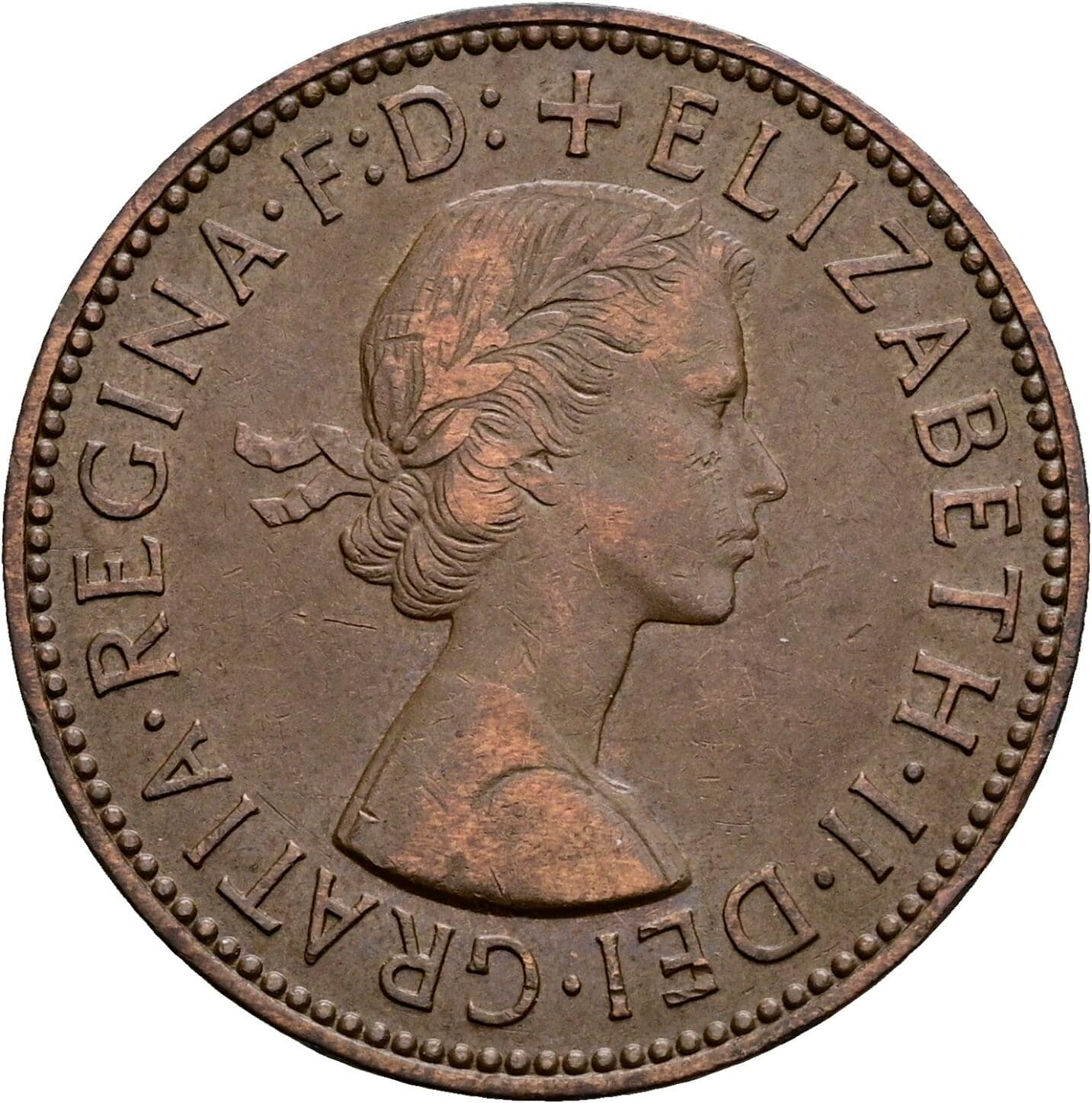 Half Penny Elisabeth II. 1952-2022 1955 – Vorderseite