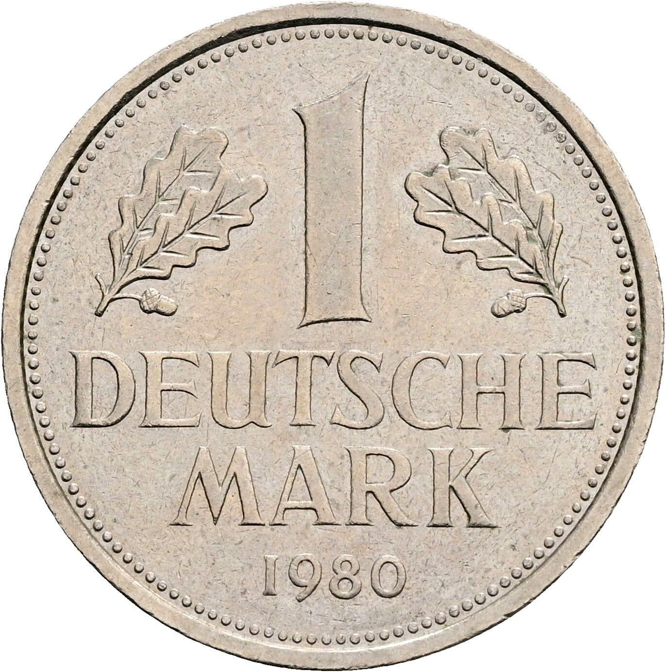 1 Deutsche Mark 1980 J – Vorderseite