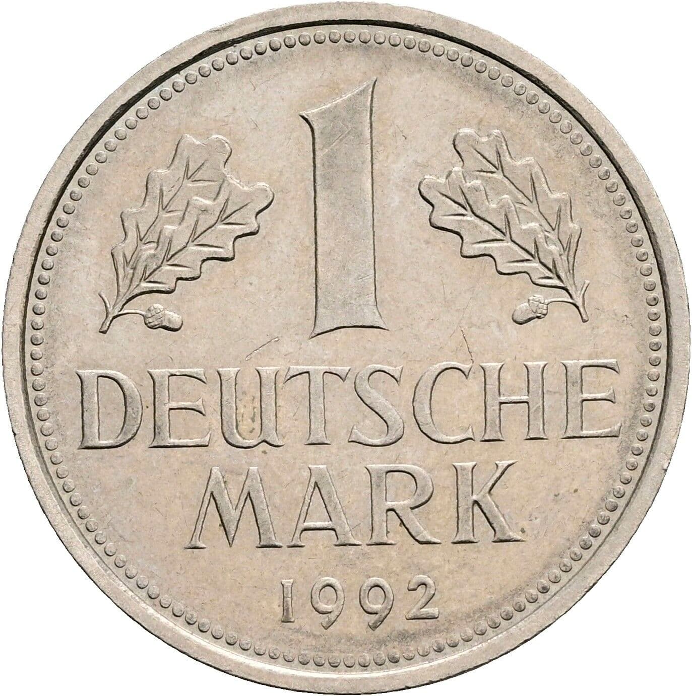 1 Deutsche Mark 1992 J – Vorderseite