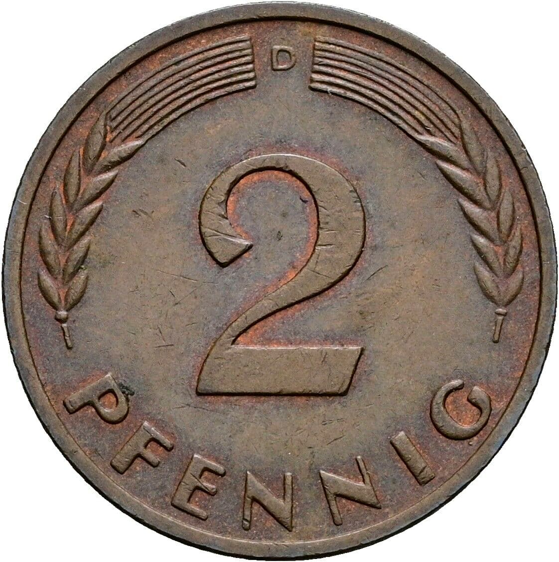 2 Pfennig 1966 D – Vorderseite