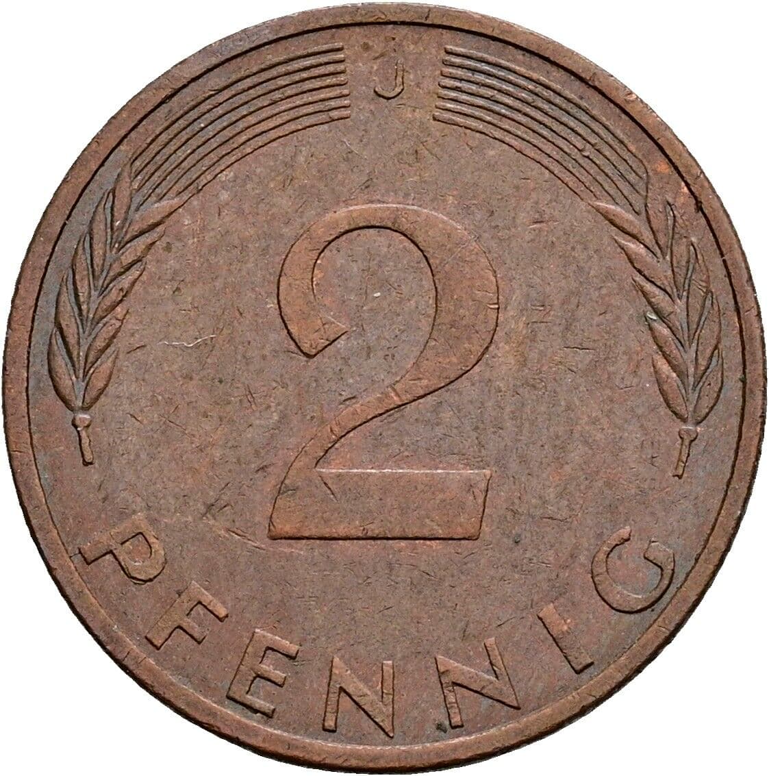 2 Pfennig 1976 J – Vorderseite