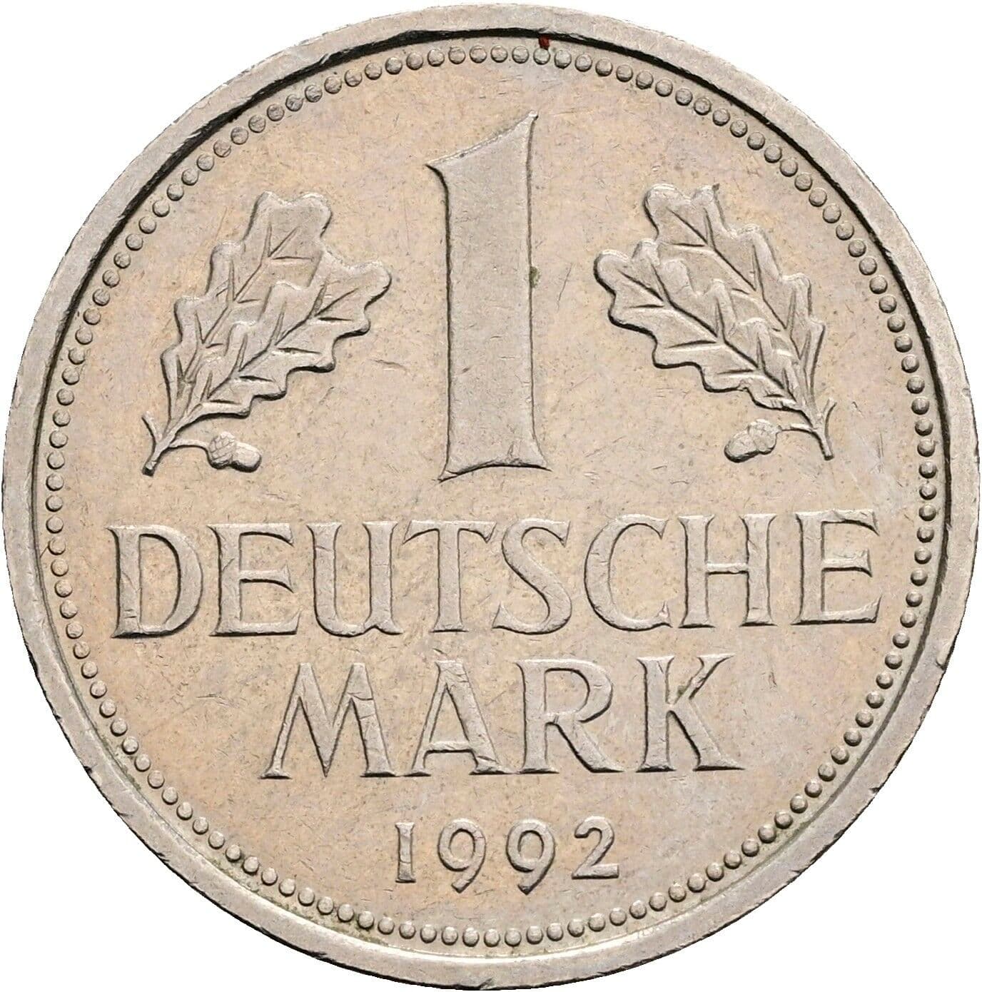 1 Deutsche Mark 1992 F – Vorderseite