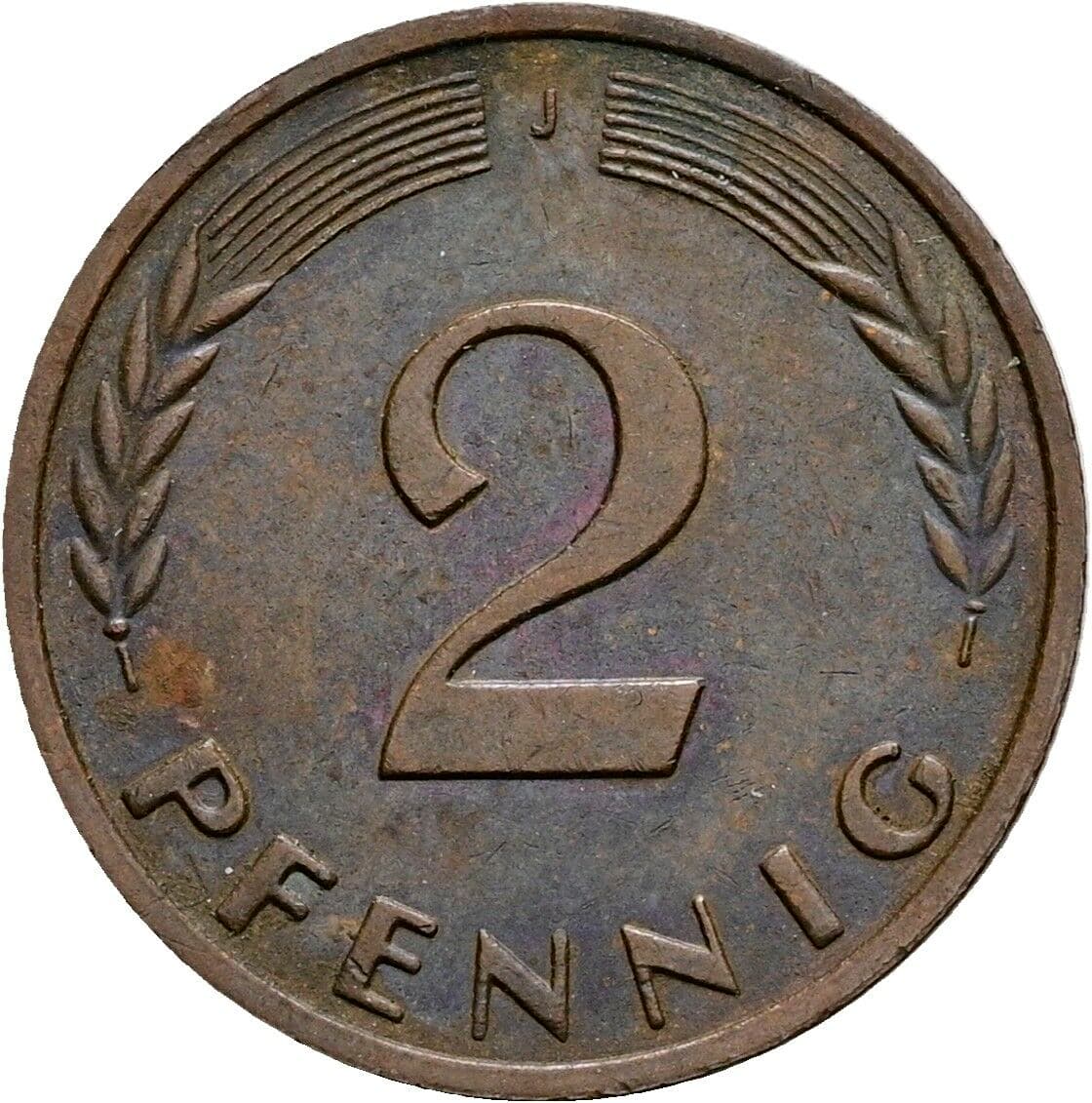 2 Pfennig 1967 J – Vorderseite