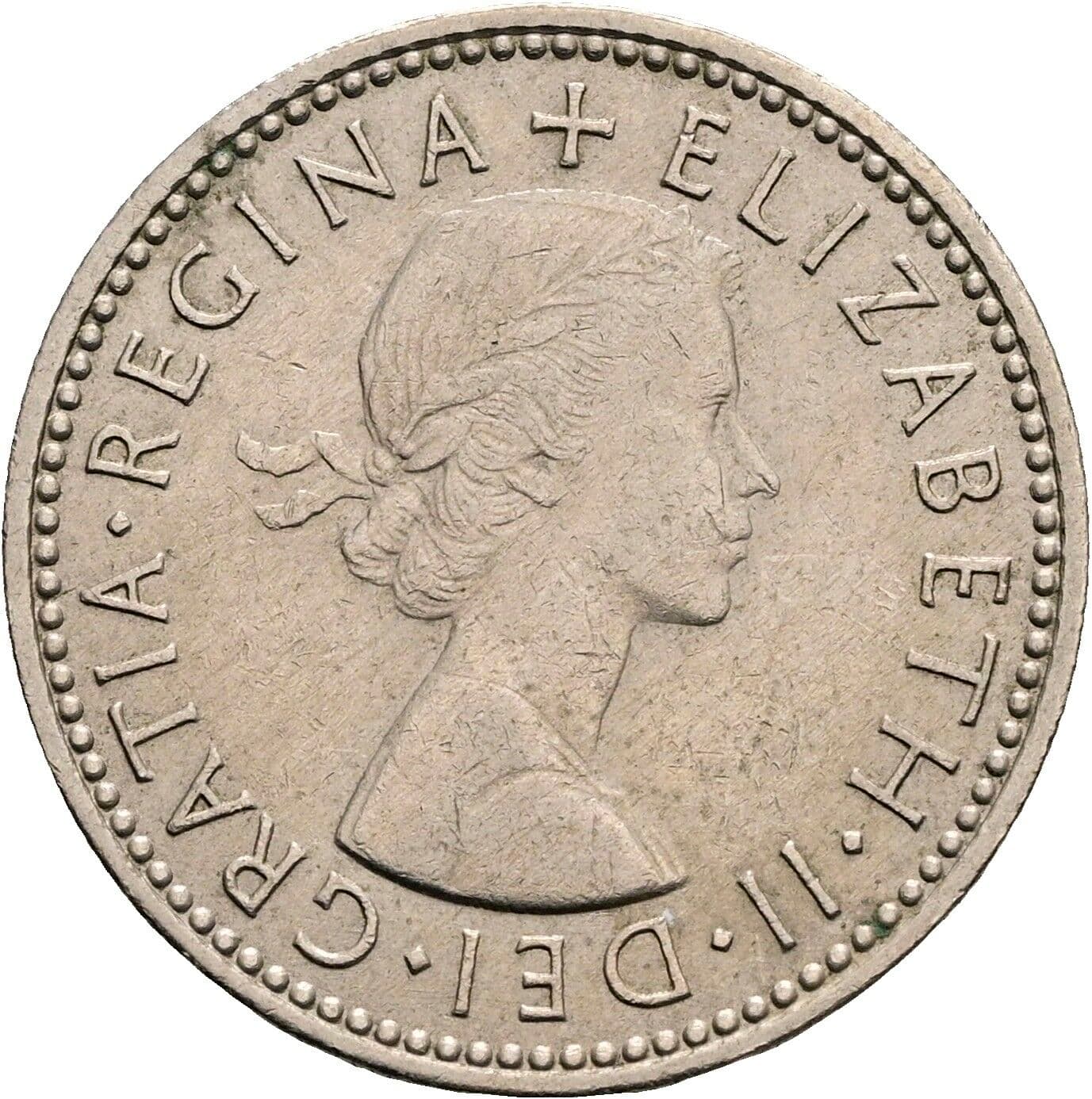 1 Shilling Elisabeth II. 1952-2022 1964 – Vorderseite