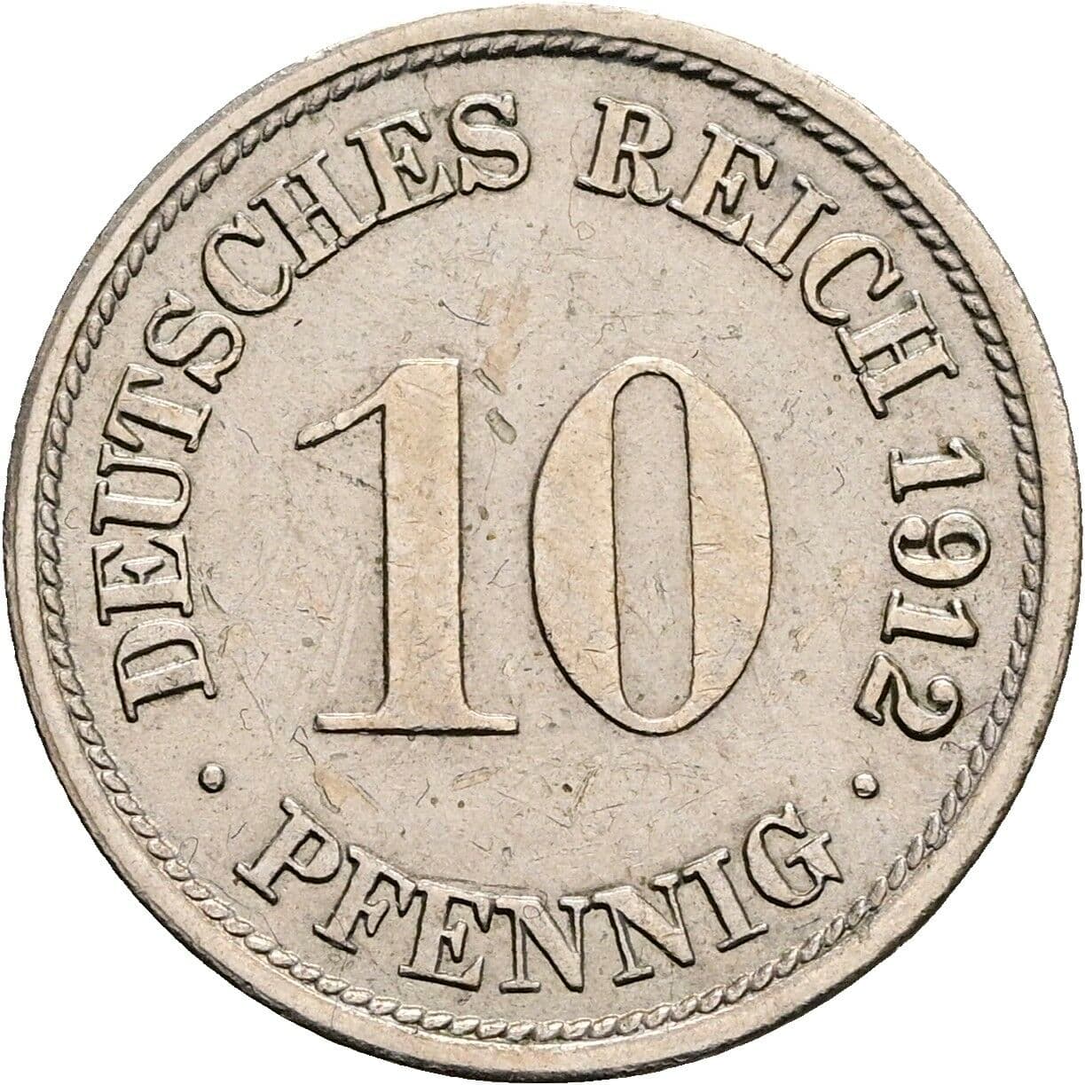 10 Pfennig 1912 F – Vorderseite