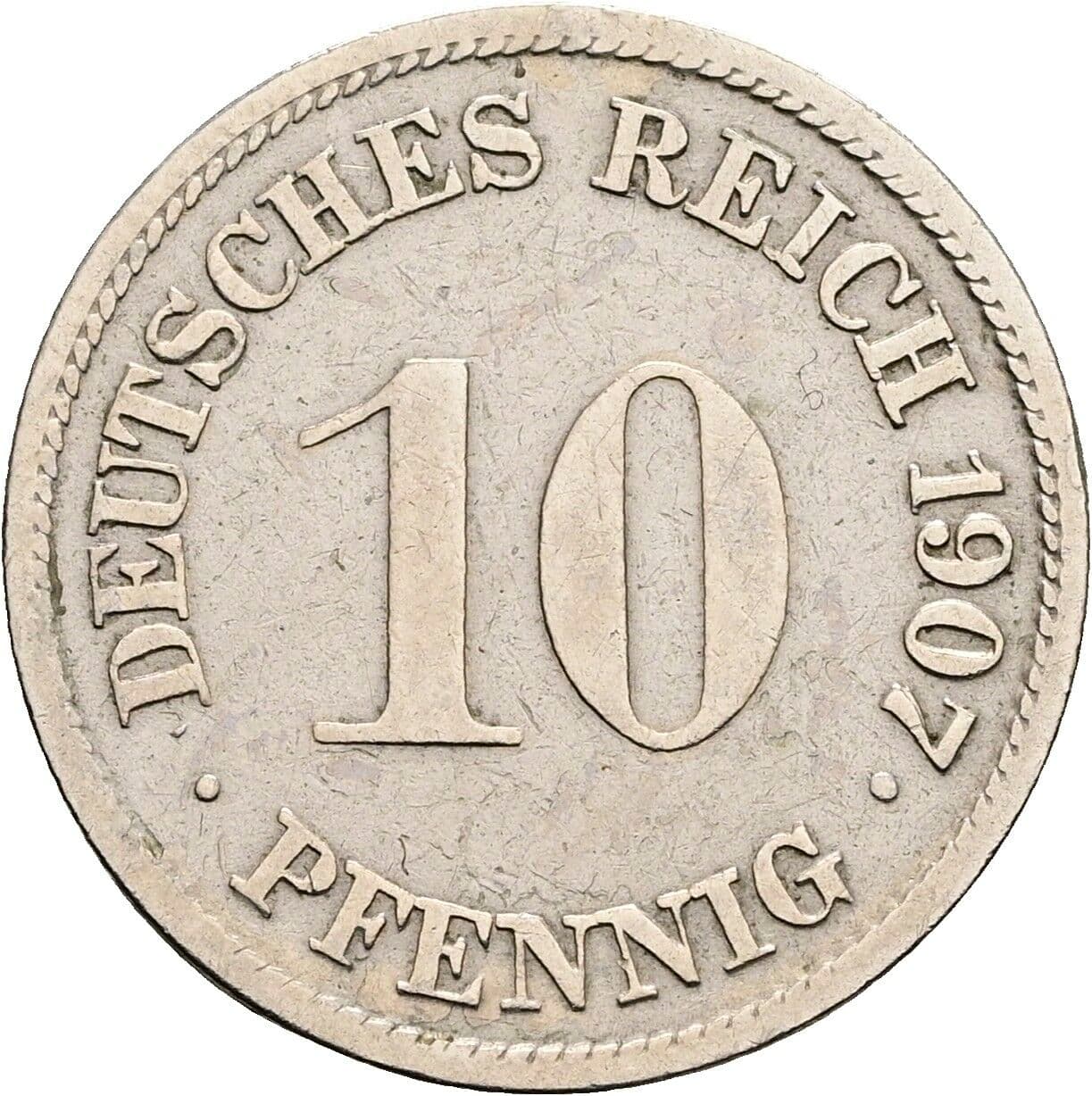 10 Pfennig 1907 G – Vorderseite