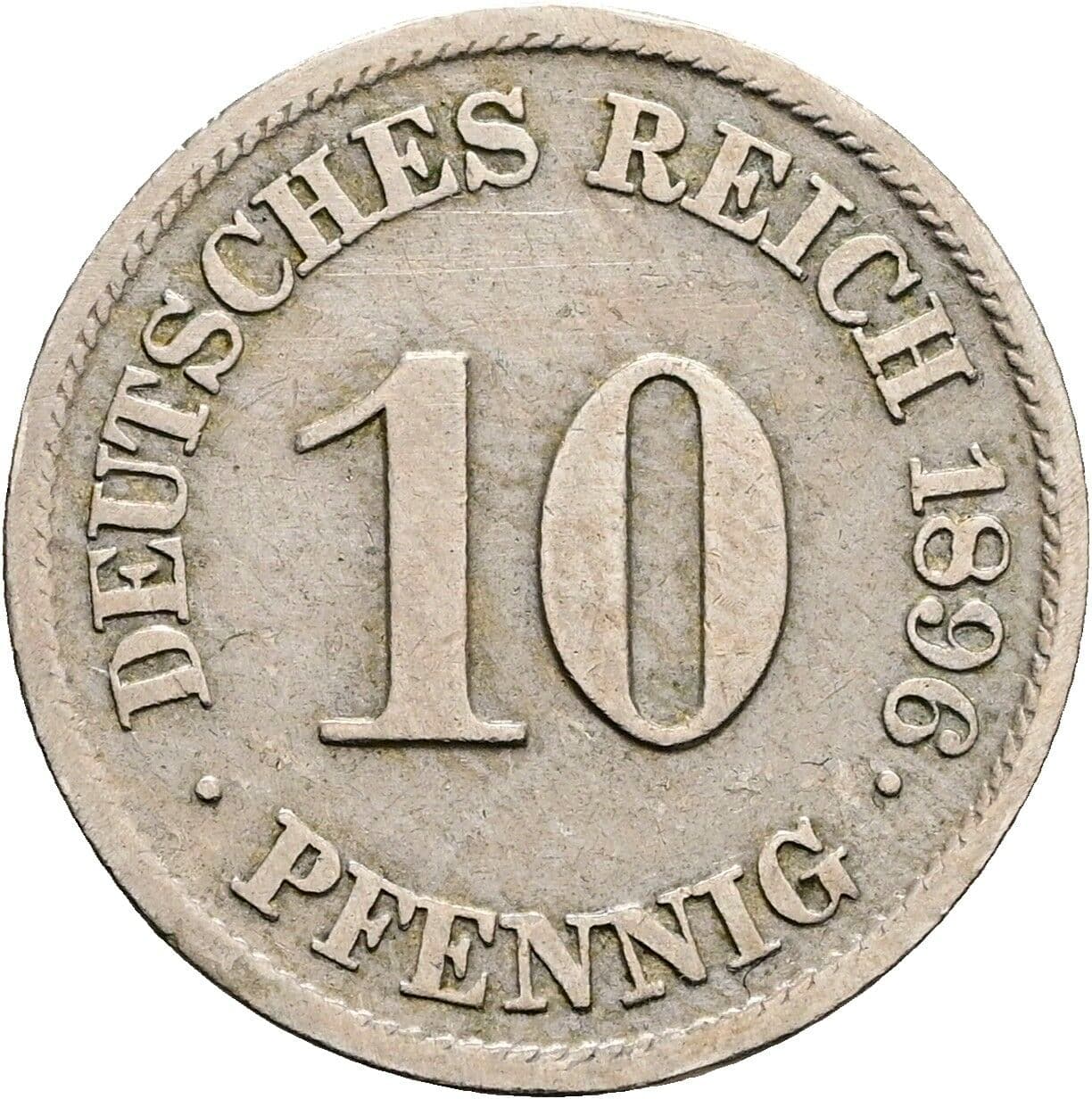 10 Pfennig 1896 J – Vorderseite
