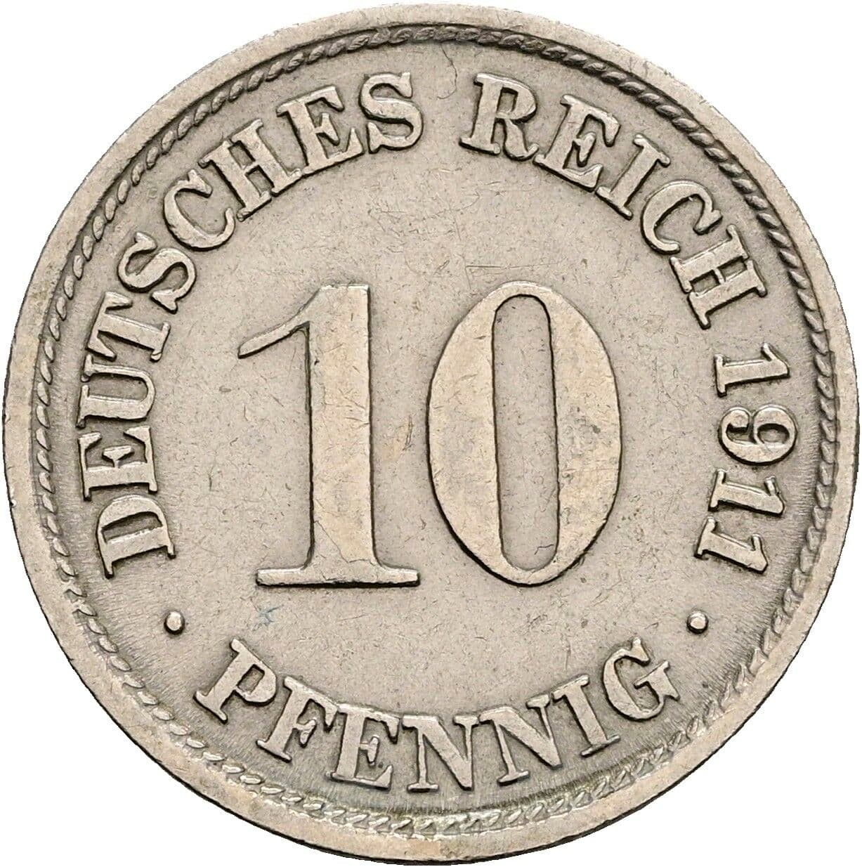 10 Pfennig 1911 F – Vorderseite