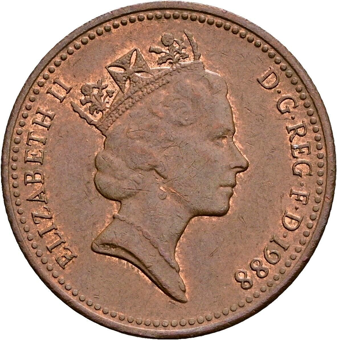 1 Penny Elisabeth II. 1952-2022 1988 – Vorderseite