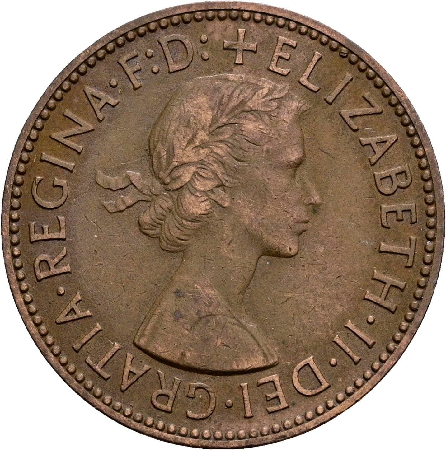 Half Penny Elisabeth II. 1952-2022 1956 – Vorderseite