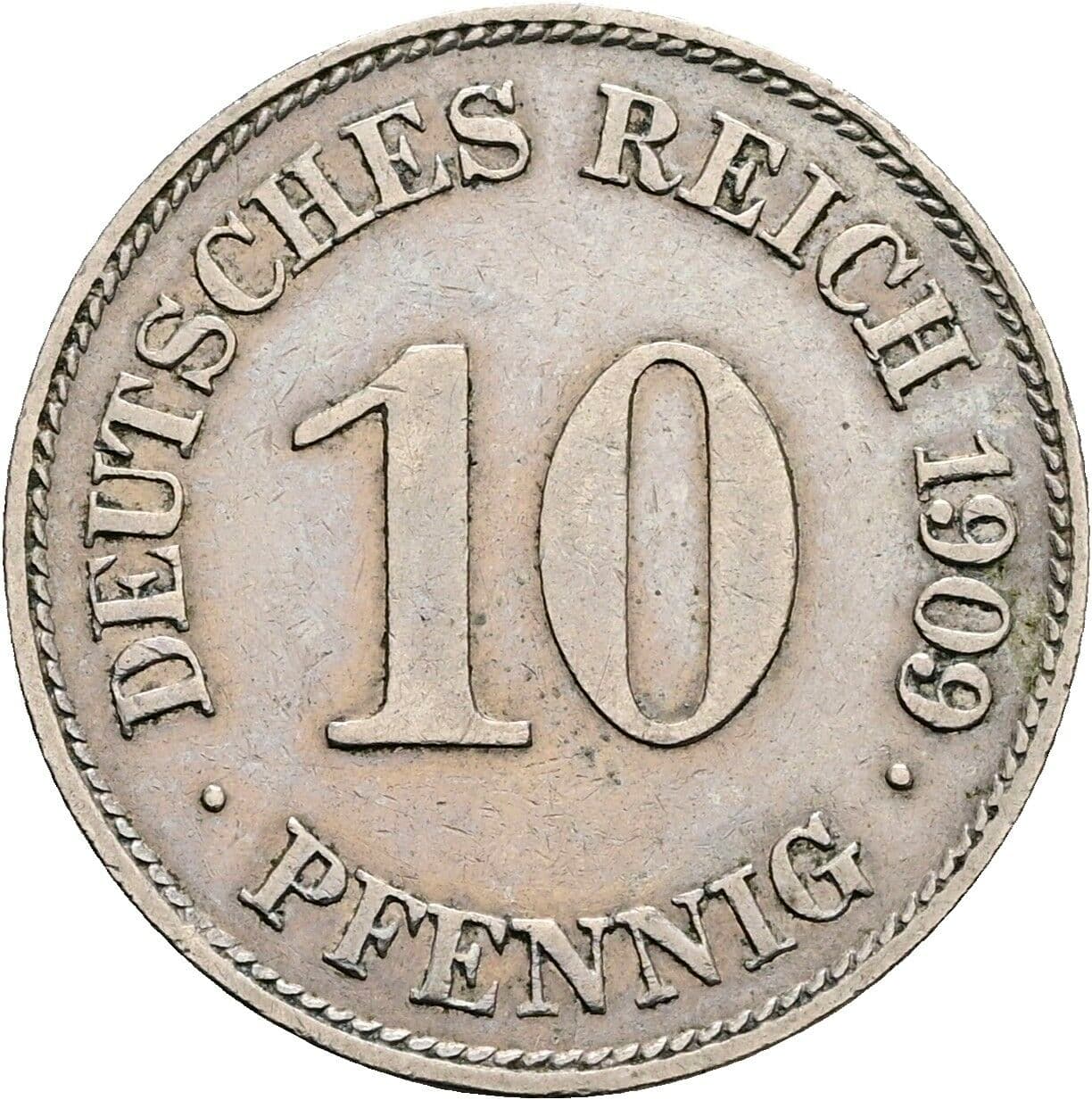 10 Pfennig 1909 E – Vorderseite