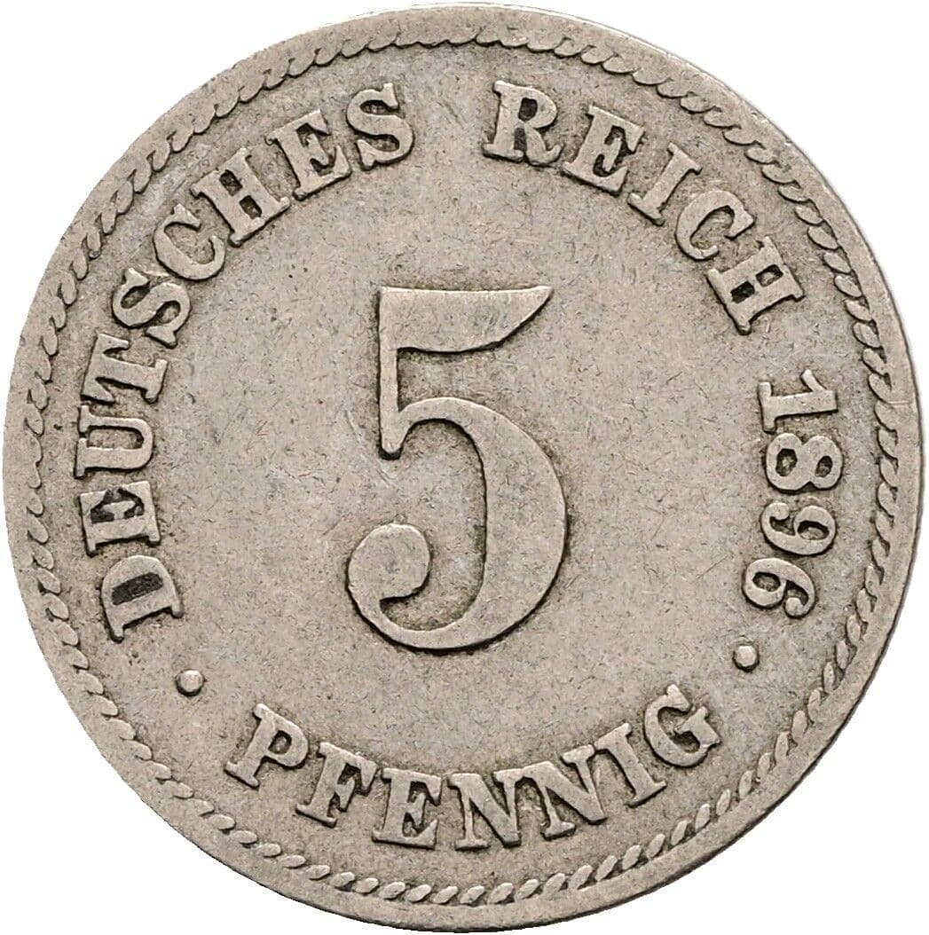5 Pfennig 1896 F – Vorderseite