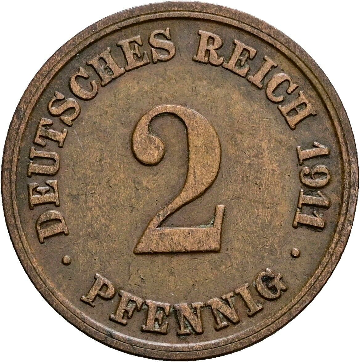 2 Pfennig 1911 E – Vorderseite