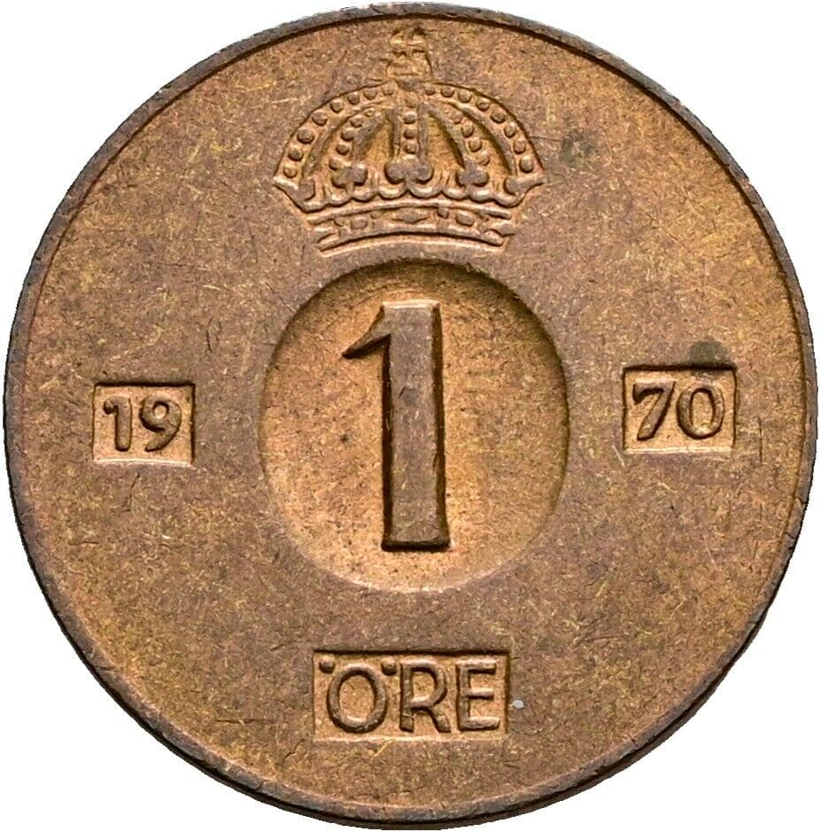 1 Öre Gustav VI. Adolf (1950-1973) 1970 – Vorderseite