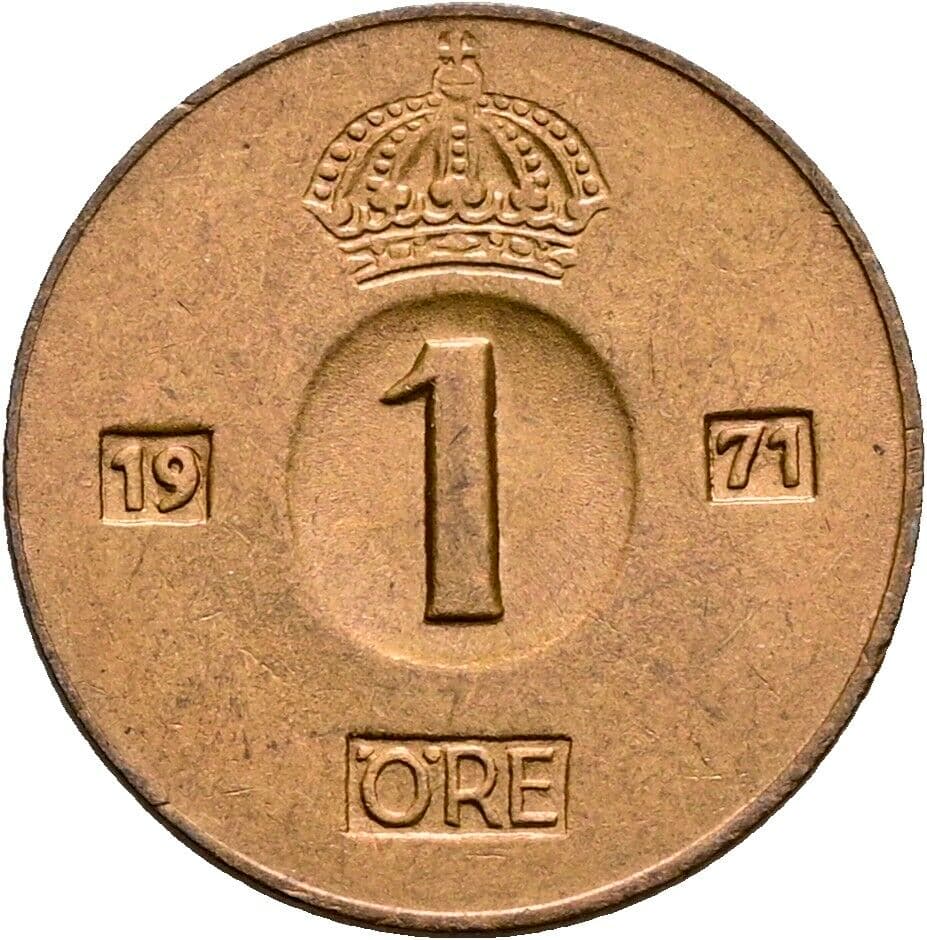 1 Öre Gustav VI. Adolf (1950-1973) 1971 – Vorderseite